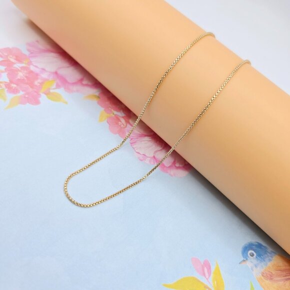 "Minimal Rose Gold Box Chain Necklace for Women, 19.7 Inch Length, XPNL0089 - Picture 4 of 12